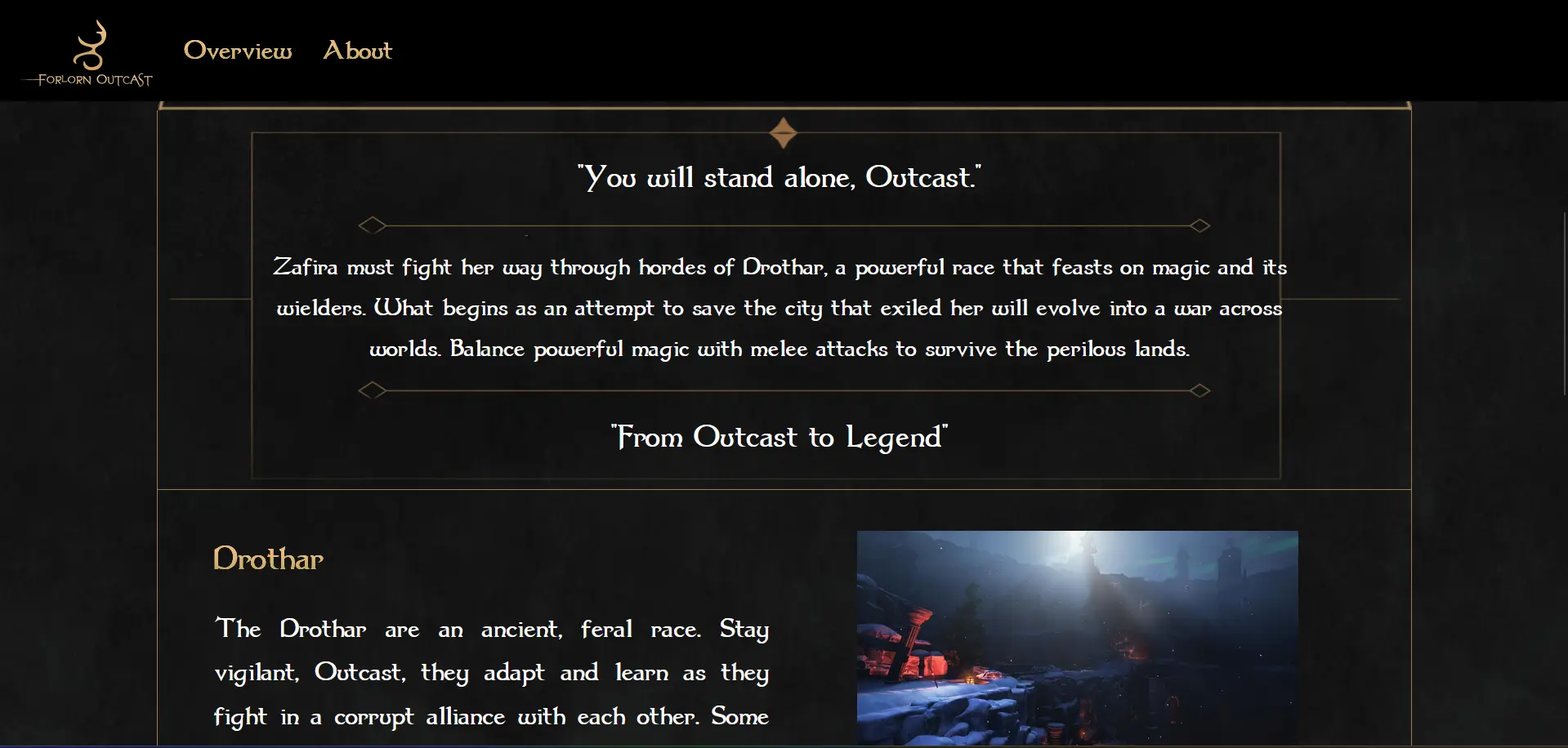 Forlorn Outcast - Angular Game Landing Site